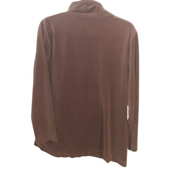 Onque Casuals Brown Quarter-Zip Pullover Jacket XL Soft Velour Blend Long Sleeve - Picture 7 of 9
